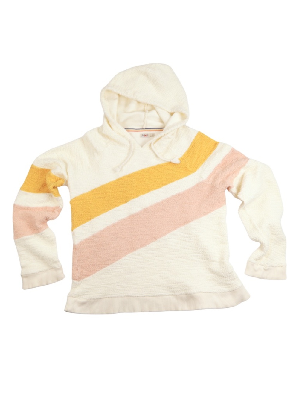 Faherty Vista Hoodie Sweater Size Large Cream Striped Cozy Knit